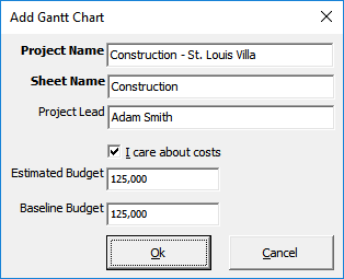 Add New Gantt Chart