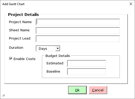 Gantt Project Details