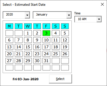 Gantt Date & Time Picker