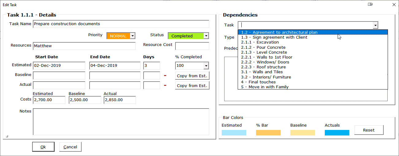 Set Task Dependency